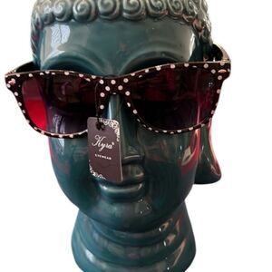 NWT Kyra eyewear blue with white  polka dot sunglasses sunnies